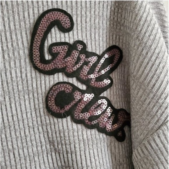 H&M Divided Women's Embroidered Gray Rib-Knit Pullover Sweatshirt Size Medium - Picture 9 of 15